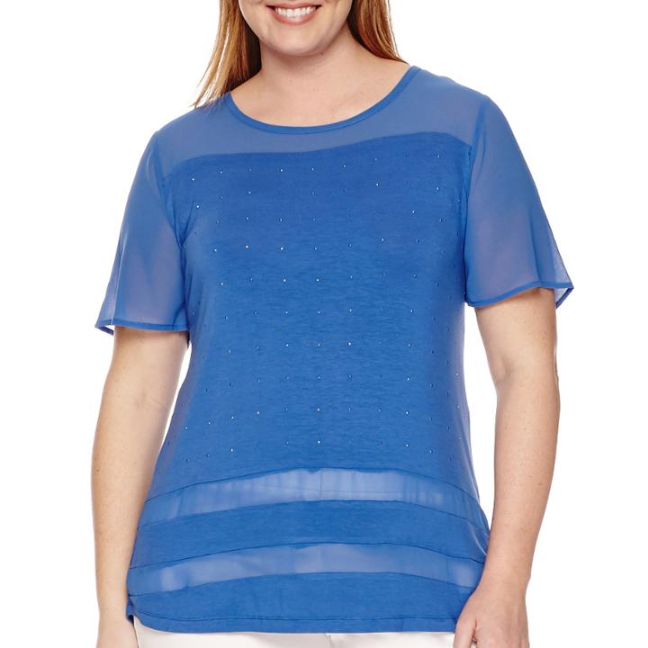 Worthington Short-sleeve Embellished Tee - Plus