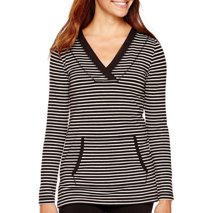 Liz Claiborne Long-sleeve Kangaroo-pocket Striped Tunic