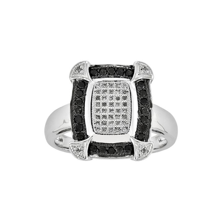 1/3 Ct. T.w. White And Color-enhanced Black Diamond Square Ring