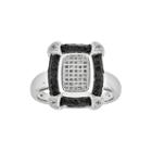 1/3 Ct. T.w. White And Color-enhanced Black Diamond Square Ring