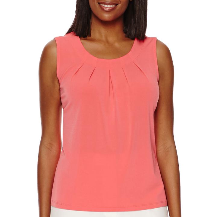 Black Label By Evan-picone Sleeveless Pleated Top