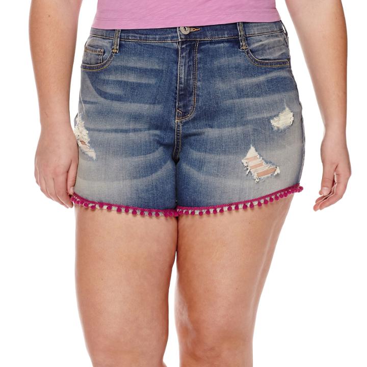 Arizona Pom Pom Hi-rise Shorty Shorts - Juniors Plus