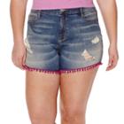 Arizona Pom Pom Hi-rise Shorty Shorts - Juniors Plus