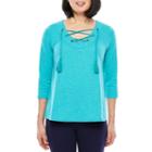 Sag Harbor Lace Up V Neck T-shirt