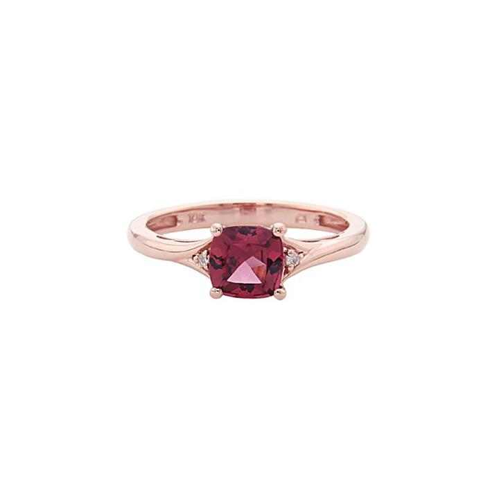Limited Quantities! Diamond Accent Red Rhodolite 10k Gold Delicate Ring