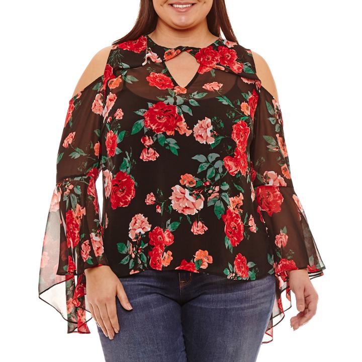 Belle + Sky 3/4 Sleeve Woven Floral Blouse-plus