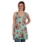 24seven Comfort Apparel Ashlee Green Floral Tunic Top