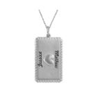 Personalized 10k White Gold Rectangular Puffed Heart Pendant Necklace