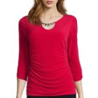 Alyx 3/4-sleeve Embellished-neck Top