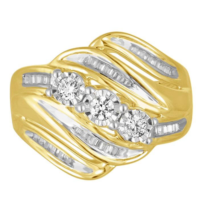 Love Lives Forever Womens 1/2 Ct. T.w. Genuine Round White Diamond 10k Gold Engagement Ring
