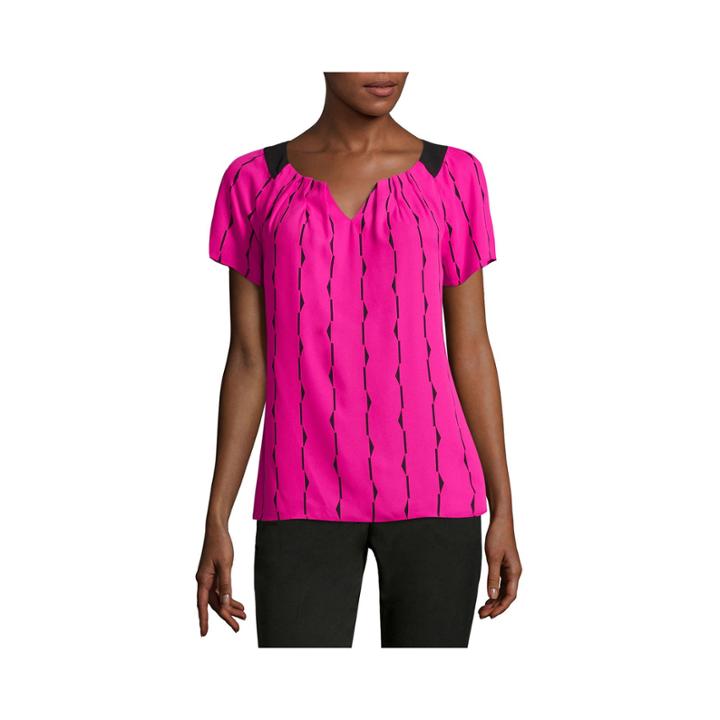 Worthington Cap-sleeve Pleated Blouse - Tall