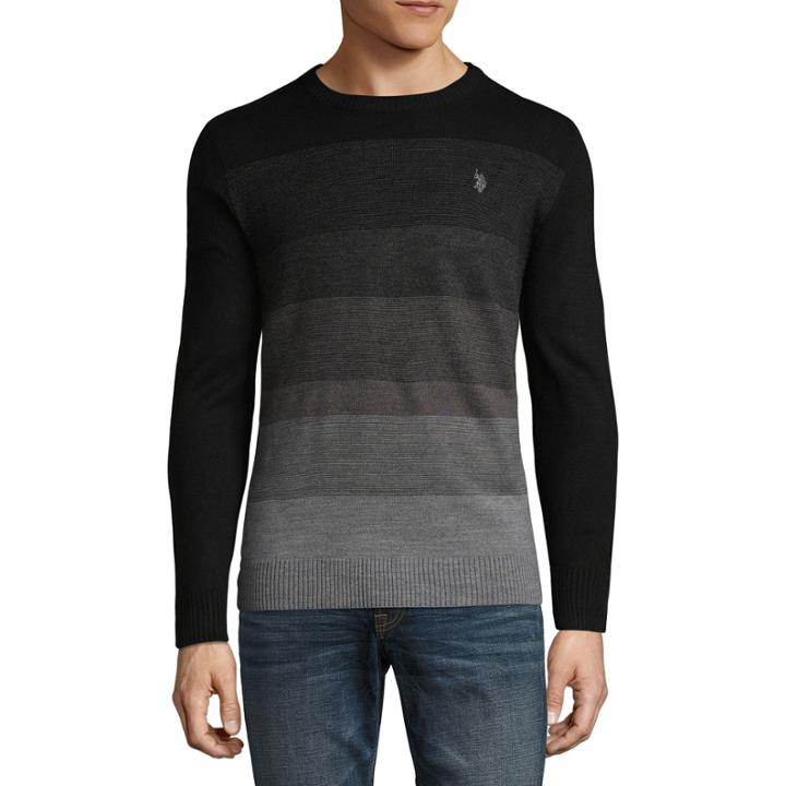 U.s. Polo Assn. Long Sleeve Stretch Stripe Crewneck Sweater