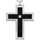 Mens Diamond-accent Cross Pendant Necklace Stainless Steel