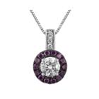 Limited Quantities 5/8 Ct. T.w. White And Color-enhanced Purple Diamond Halo Pendant Necklace