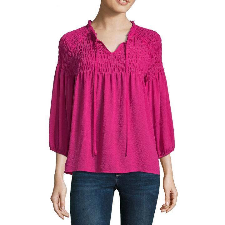A.n.a Smocked Split Neck