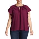 Worthington Ruffled Peasant Blouse - Plus