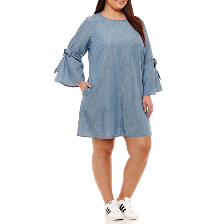 Spence 3/4 Sleeve Shirt Dress-plus