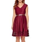 Tiana B. Cap-sleeve Belted Fit-and-flare Dress - Petite
