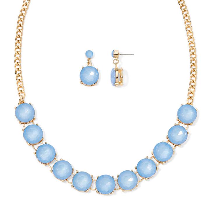 Mixit&trade; Blue Gold-tone Necklace And Earrings Set