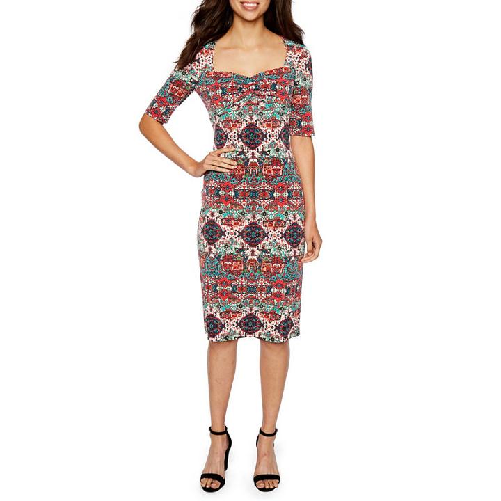 London Times 3/4 Sleeve Sheath Dress