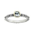 Personally Stackable Genuine Aquamarine Oxidized Two-tone Stackable Ring