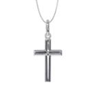 Sterling Silver Rhodium Polished Cross 18 Pendant Necklace