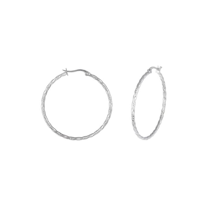 Stainless Steel 42mm Diamond-cut Hoop Earrings