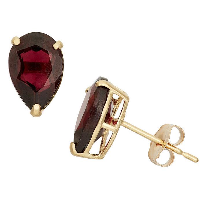 Genuine Red Garnet 9mm Stud Earrings