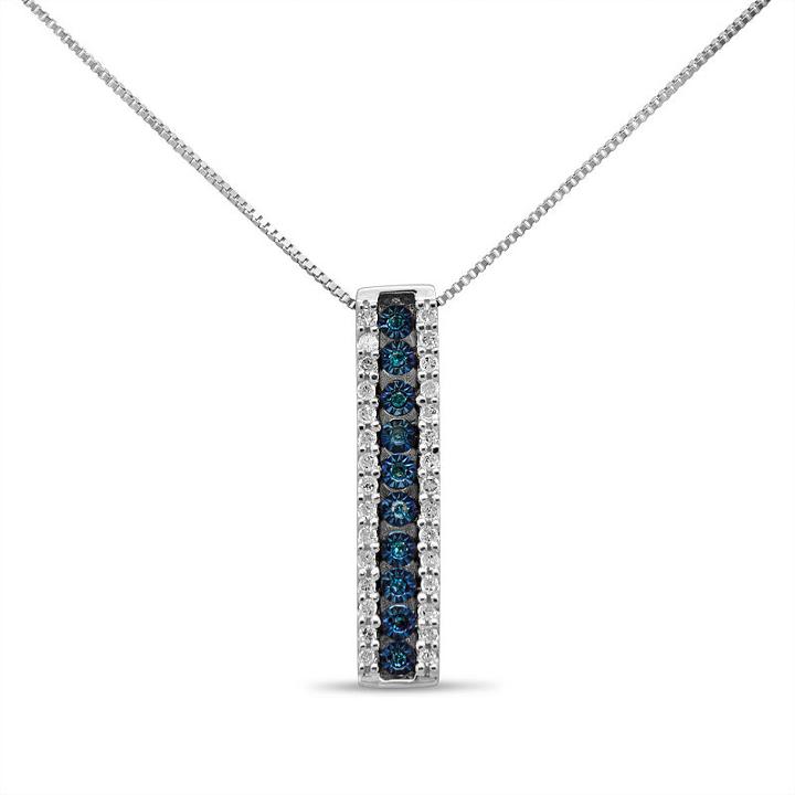 Womens 1/5 Ct. T.w. Genuine Blue Diamond Pendant Necklace
