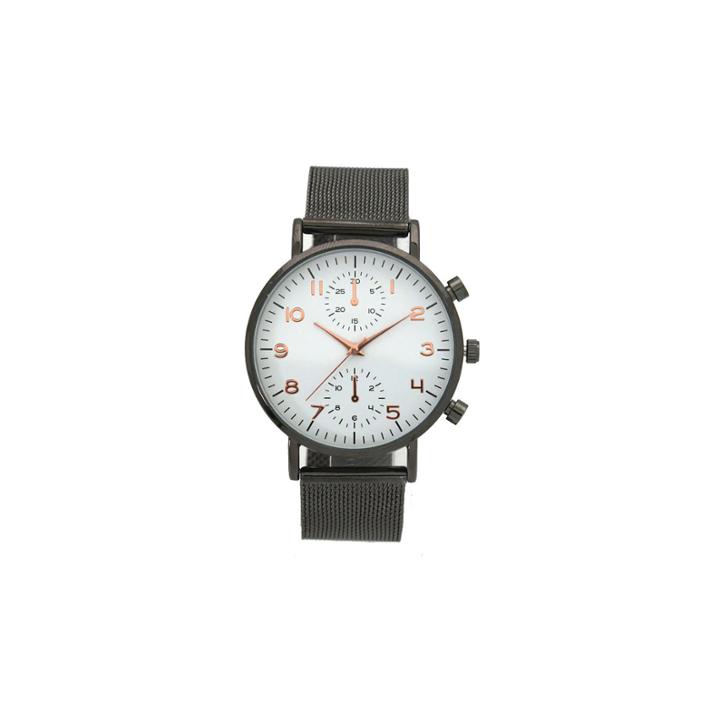 Olivia Pratt Floral Mesh Womens Brown Strap Watch-17153gunmetalwhite