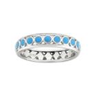 Personally Stackable Sterling Silver Light Blue Enamel Dot Ring