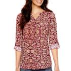 St. John's Bay Long-sleeve Roll-tab Henley Tunic Top - Tall