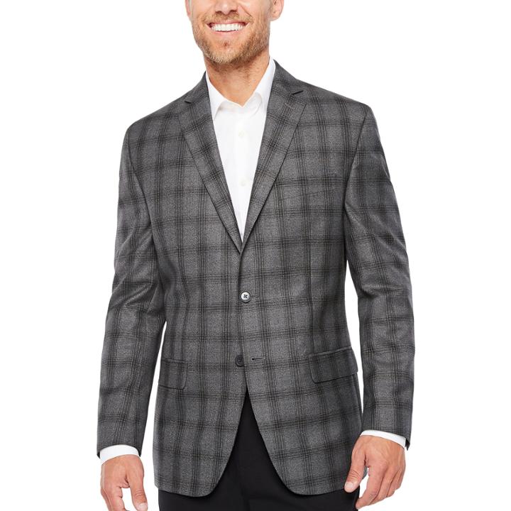 Collection By Michael Strahan Classic Fit Woven Plaid Sport Coat