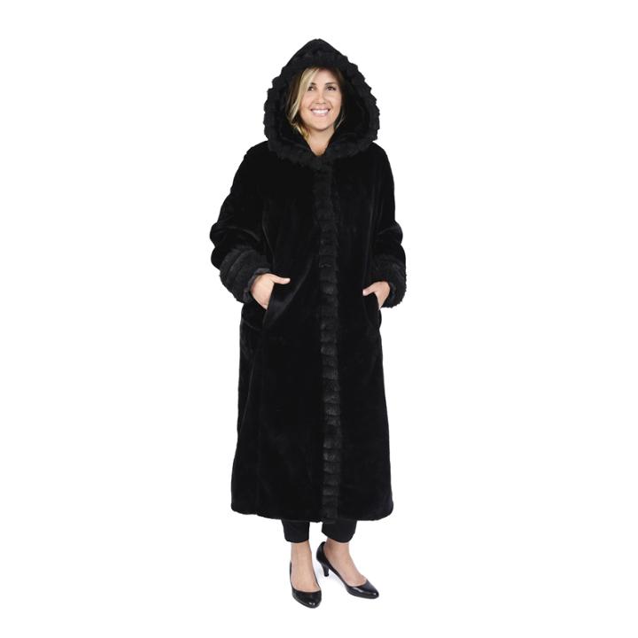 Excelled Faux-fur Long Solid Coat - Plus