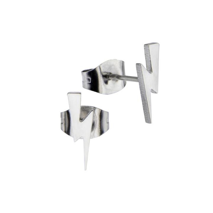 Stainless Steel Lightning Bolt Stud Earrings
