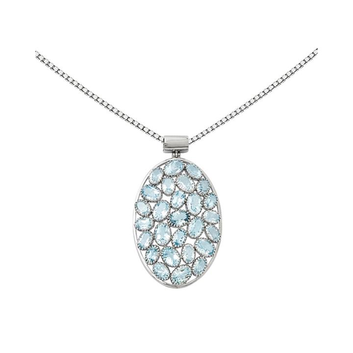 Simulated Blue Topaz Sterling Silver Pendant Necklace