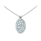 Simulated Blue Topaz Sterling Silver Pendant Necklace