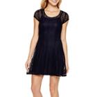 Speechless Short-sleeve Crochet Lace Skater Dress