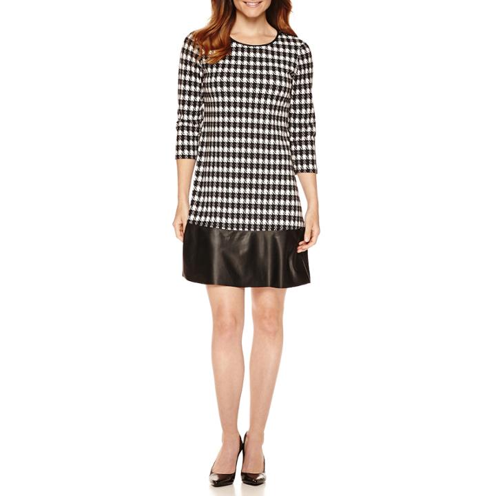 R & K Originals 3/4-sleeve Houndstooth Shift Dress
