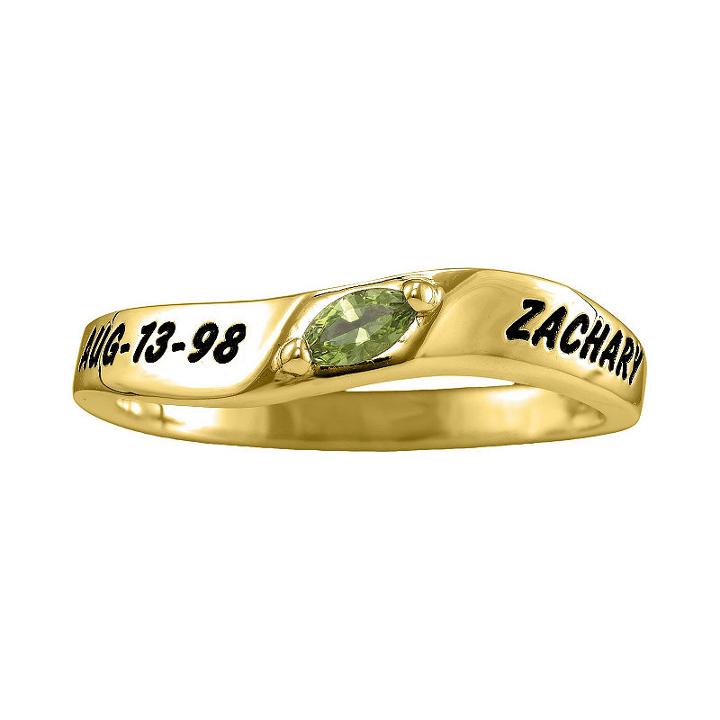 Womens Simulated Marquise Multi Color Stone 10k Gold Stackable Ring