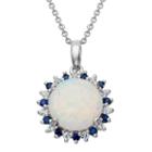 White Opal Round Sterling Silver Pendant