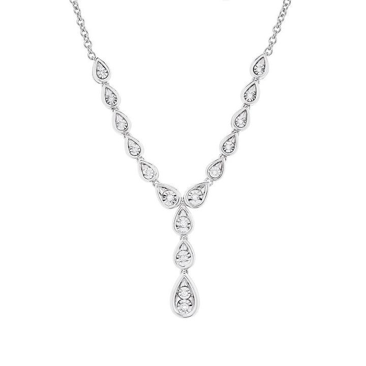 Womens 1/10 Ct. T.w. Genuine White Diamond Y Necklace