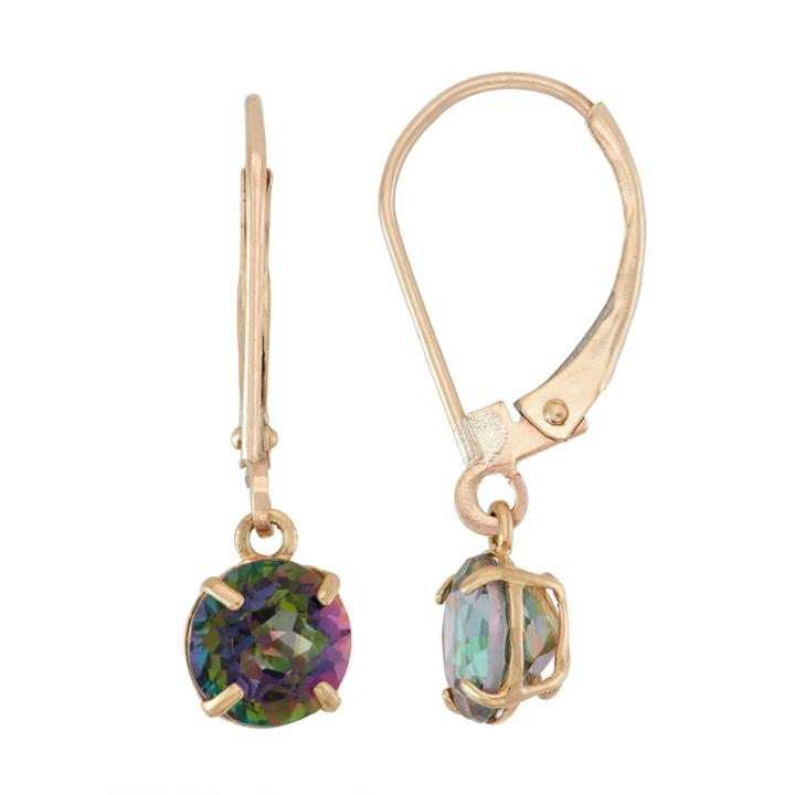 Green Mystic Fire Topaz 10k Gold Drop Earrings