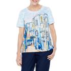 Alfred Dunner Out And About Short Sleeve Crew Neck T-shirt-womens Petites