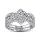 5/8 Ct. T.w. Diamond 14k White Gold V-shaped Bridal Ring Set