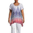 Short Sleeve Embellished Sharkbite Hem Tunic-plus