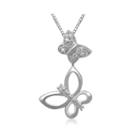 1/10 Ct. T.w. Diamond Sterling Silver Double Butterfly Pendant Necklace