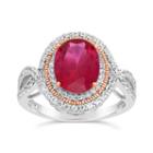 Womens Lab Created Red Ruby 18k Gold Over Silver Cocktail Ring