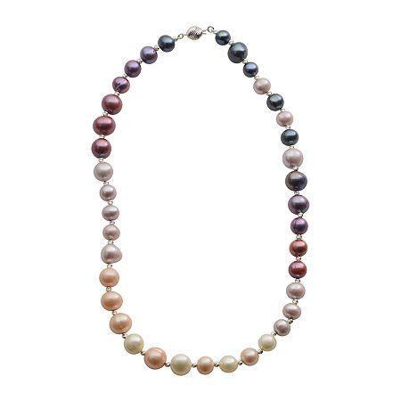 Cultured Freshwater Purple & Pink Pearl Sterling Silver Ombr Necklace
