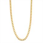 14k Gold Over Silver Solid Box 24 Inch Chain Necklace